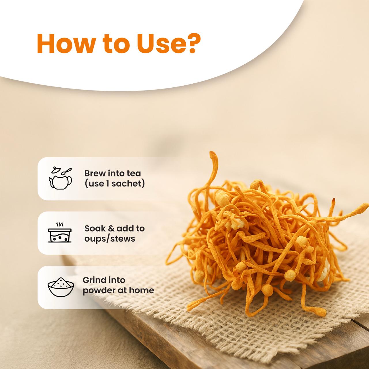 Cordyceps Raw & Dried (sachets of 1 gram)