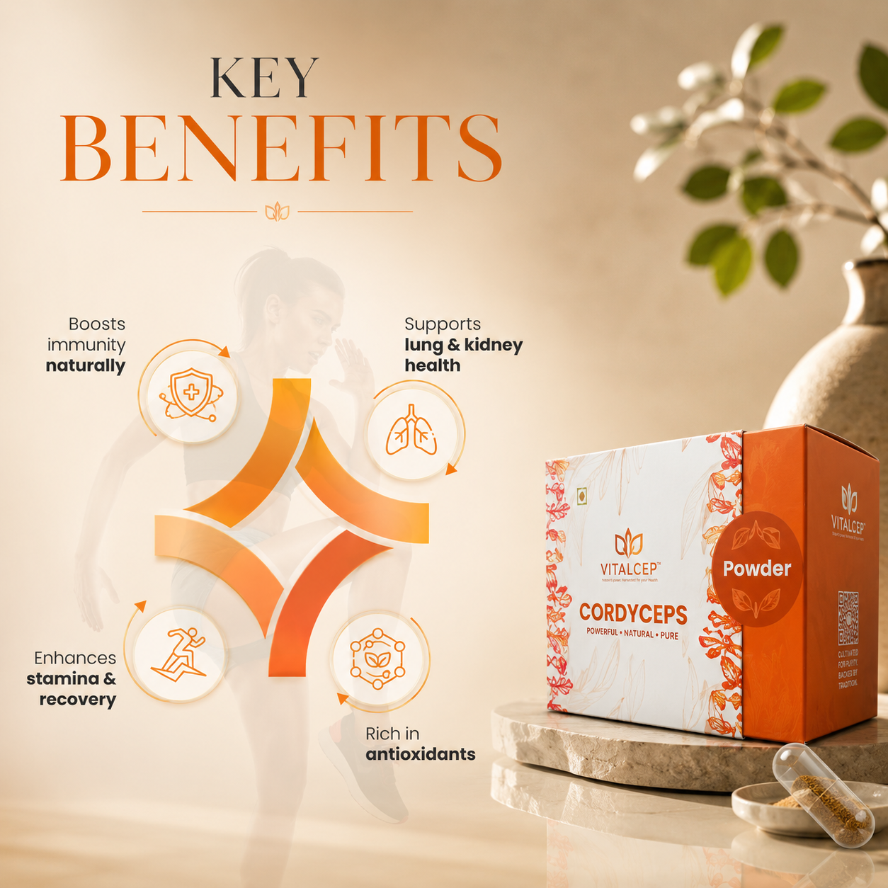 Cordyceps Militaris Powder (Keedajadi Churna) | Lab-Tested | Vitalcep