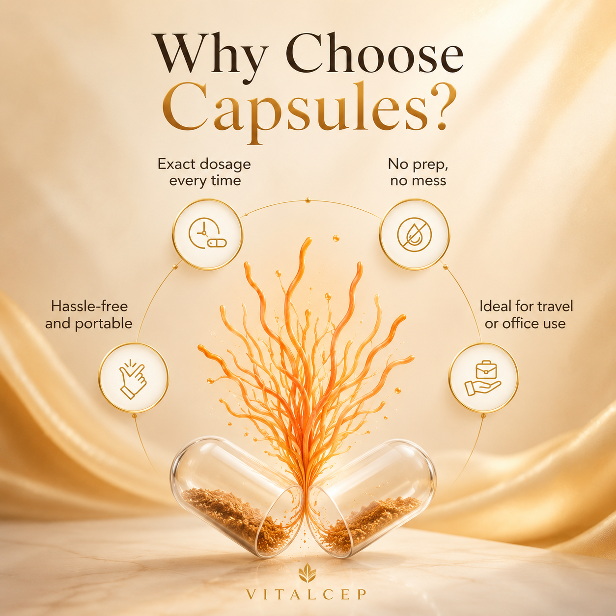 Cordyceps Militaris Capsules (Keedajadi) | 500mg | 60 Caps | Lab-Tested | Vitalcep