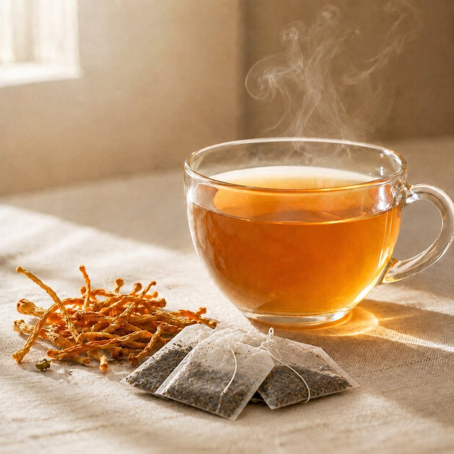 Green Zen Cordyceps green tea brewing